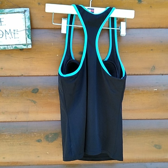 Victoria Secret Sports Athletic Black/Aqu Tank Top - Picture 2 of 11